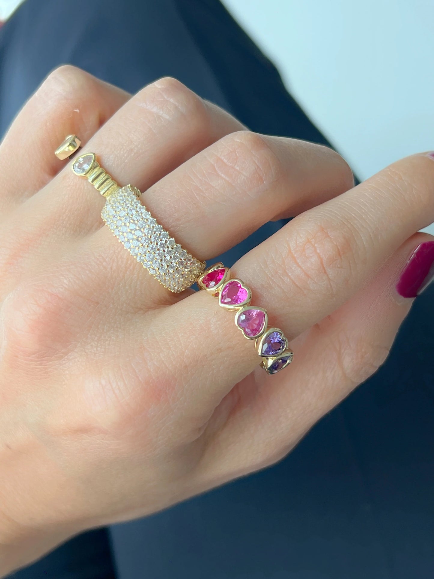 Rainbow Heart Jumbo Ring