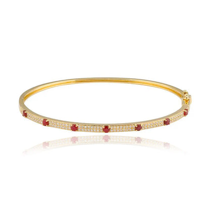 14k Gold Gemstone & Diamond Bangle