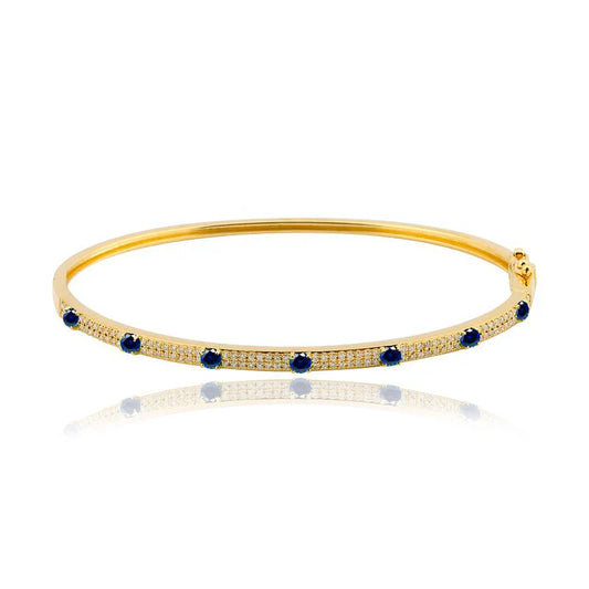 14k Gold Gemstone & Diamond Bangle