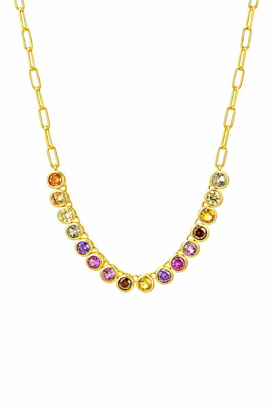 Candy Bezel Paperclip Necklace