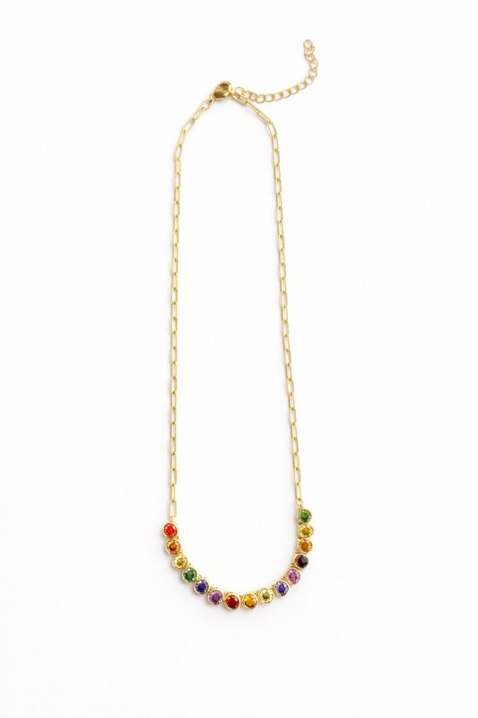 Candy Bezel Paperclip Necklace