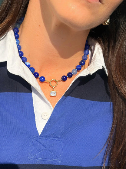 Cobalt Wave Push Clasp Necklace
