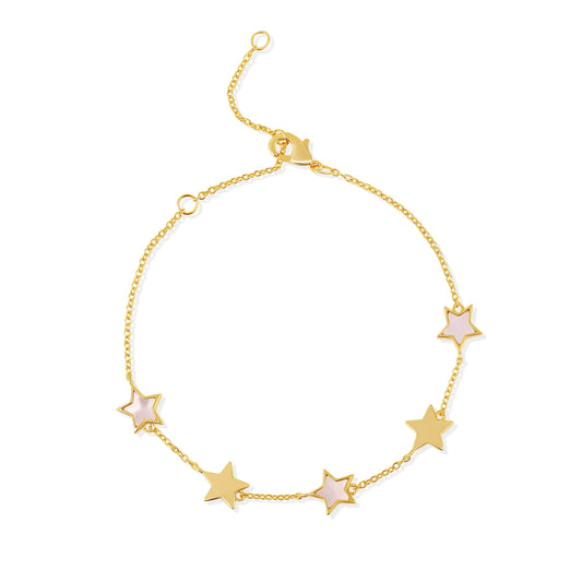 Pulsera de piedra y estrella maciza