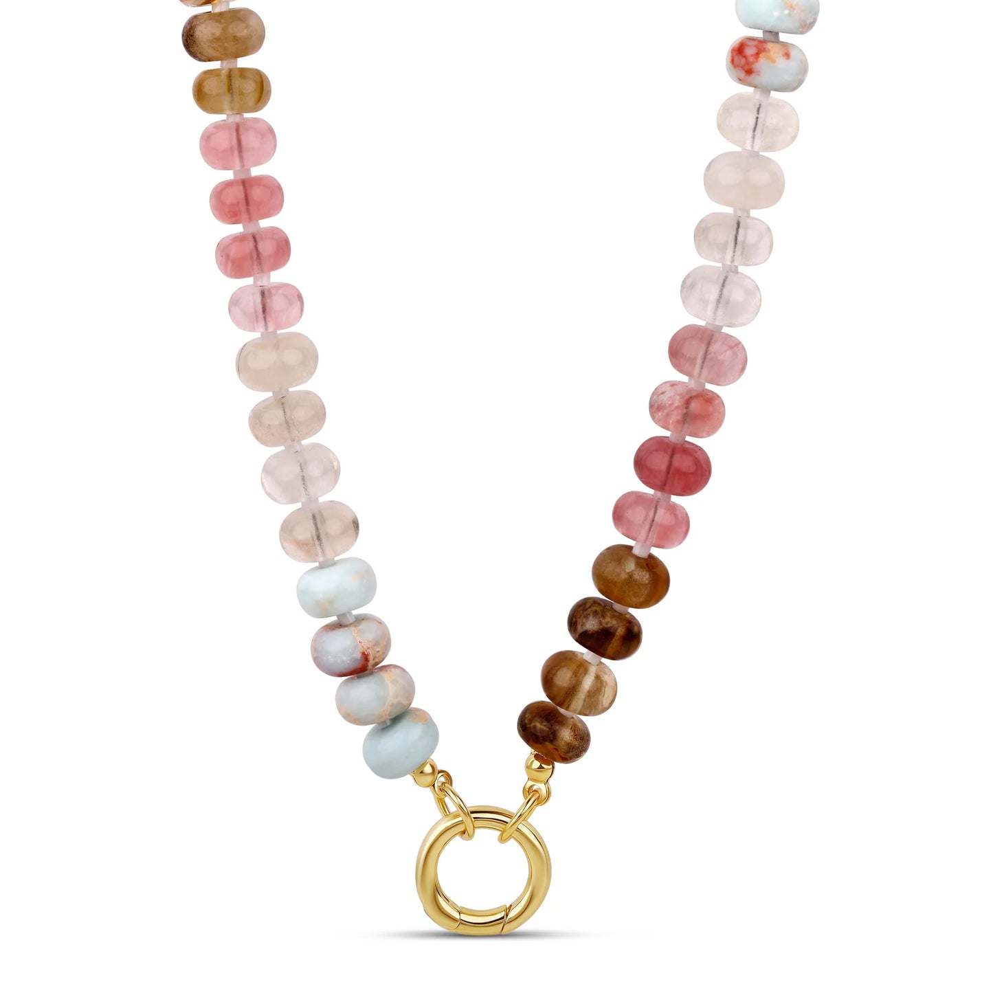 Ocean Stone Beaded Push Clasp Necklace