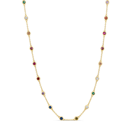 Rainbow Bezel Strand Necklace