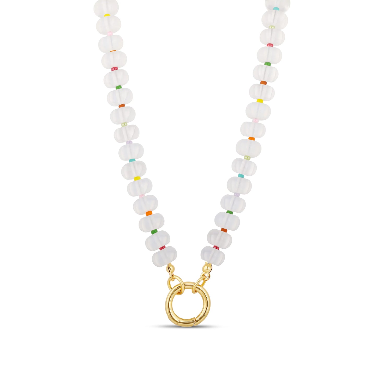 Moonstone Beaded Push Clasp Necklace