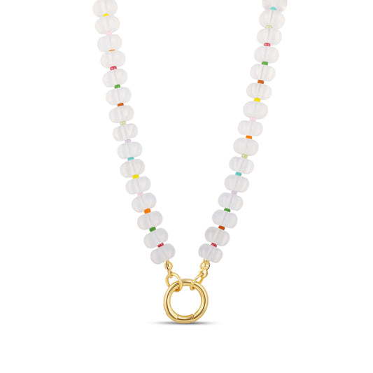 Moonstone Beaded Push Clasp Necklace
