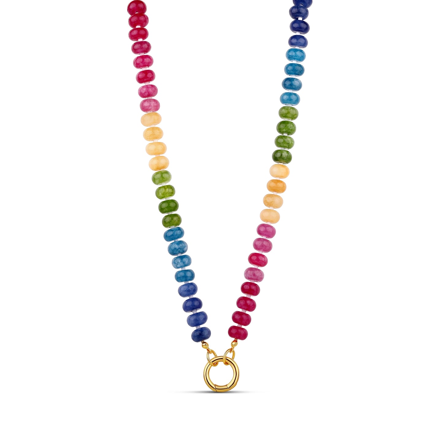 Rainbow Beaded Push Clasp Necklace