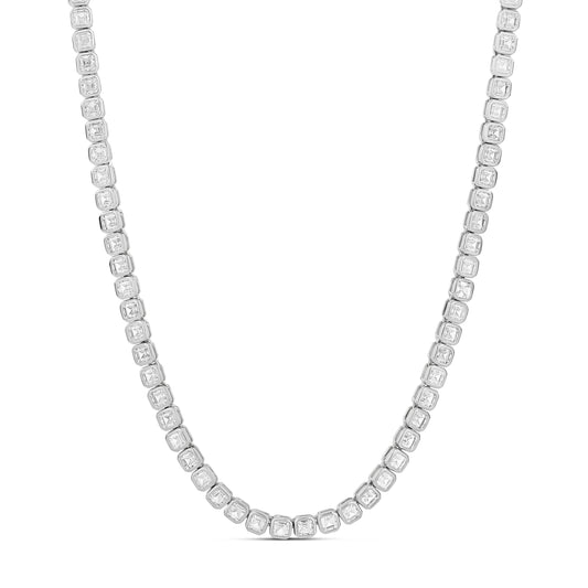 4mm - Bezel Square Tennis Necklace