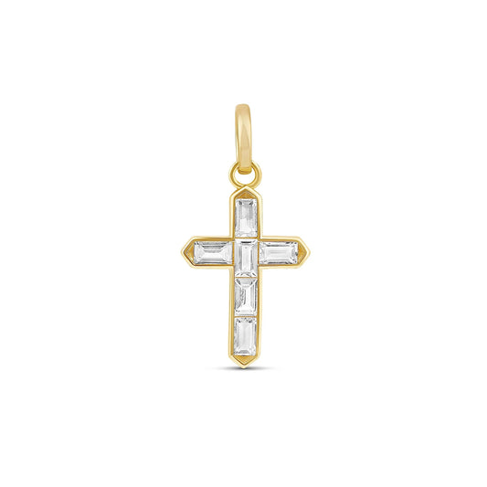 Iced Baguette Cross Charm