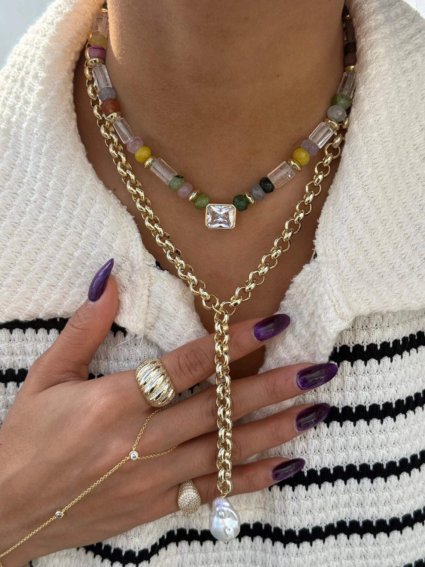 Pearl Cascade Y-Necklace