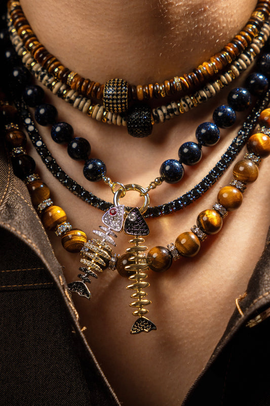 Black on Black Long Fishbone Charm