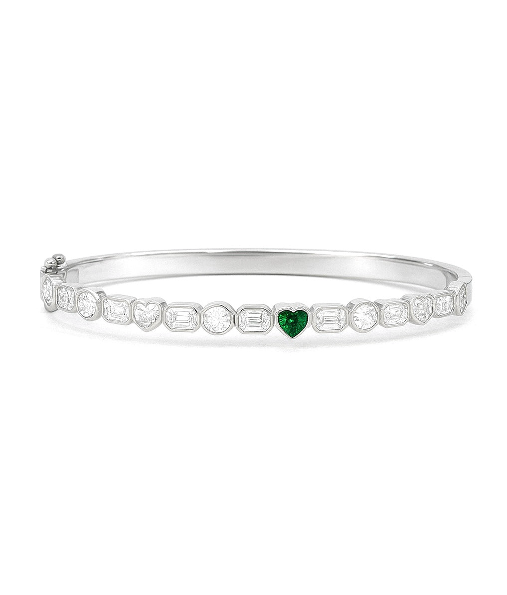 Emerald Heart Multi Bezel Bangle