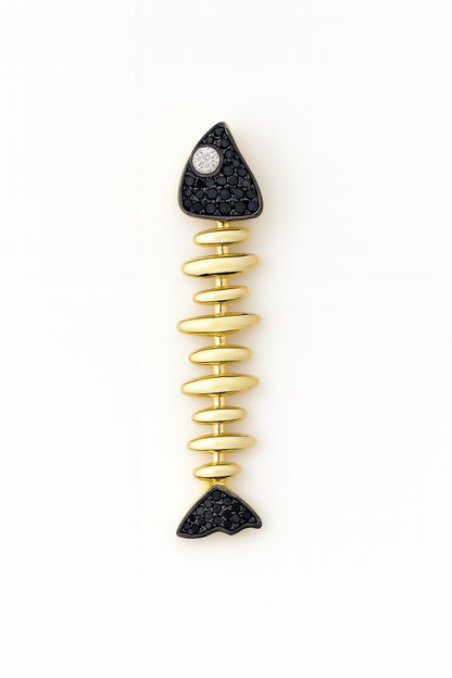 Black on Black Long Fishbone Charm