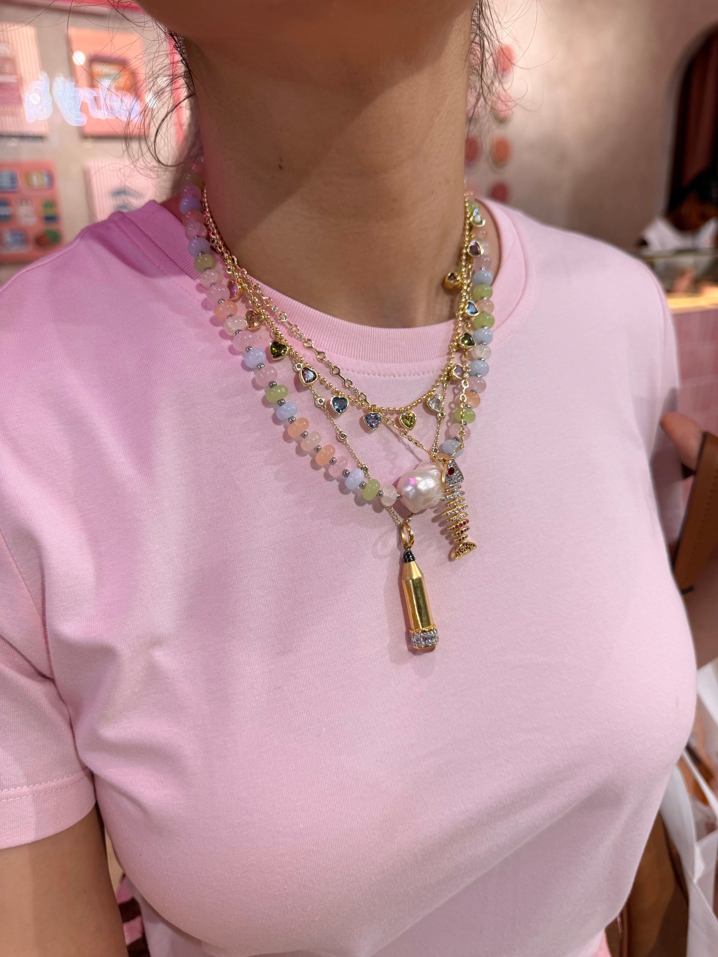 Cotton Candy Pearl Necklace