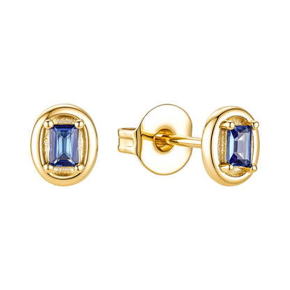 Oval Bezel Mini Studs