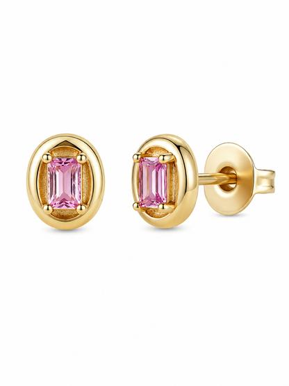 Oval Bezel Mini Studs