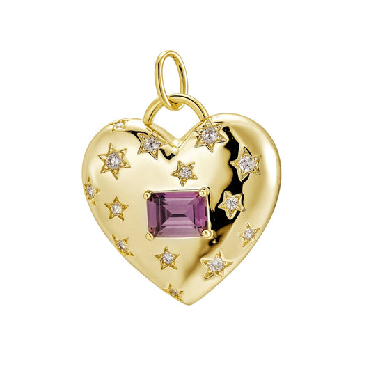 Amethyst Lock Heart Charm