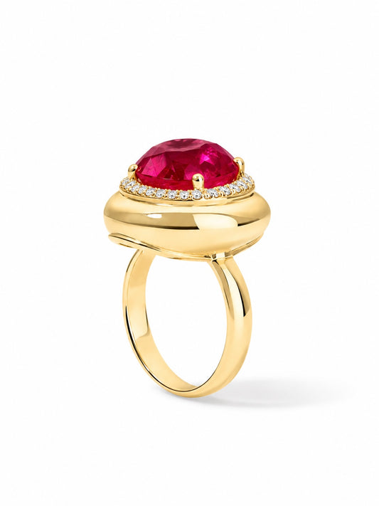 10k Solid Gold - Pink Jedi Lab Sapphire Button Ring