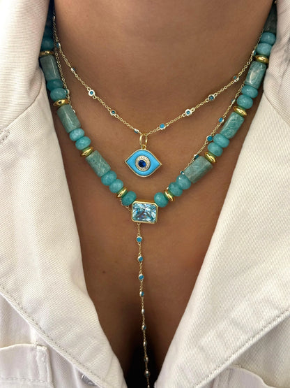 Seafoam Aqua Stone Necklace
