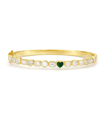 Emerald Heart Multi Bezel Bangle