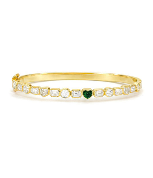 Emerald Heart Multi Bezel Bangle
