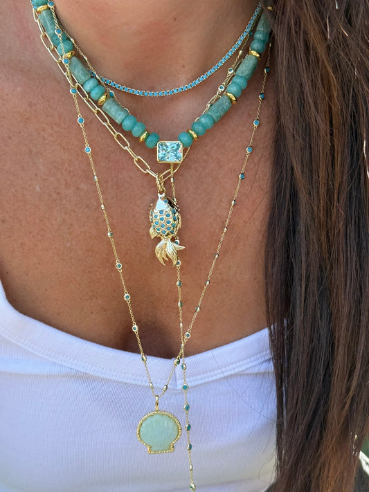 Collar de piedra aguamarina