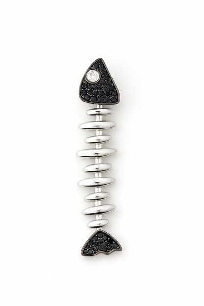 Black on Black Long Fishbone Charm