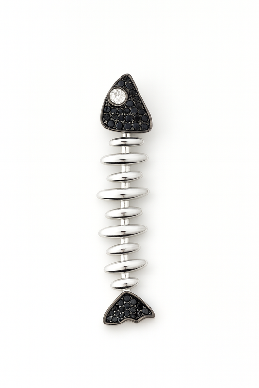 Black on Black Long Fishbone Charm