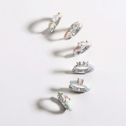 Burton Pastel Enamel Stone Huggies - Silver