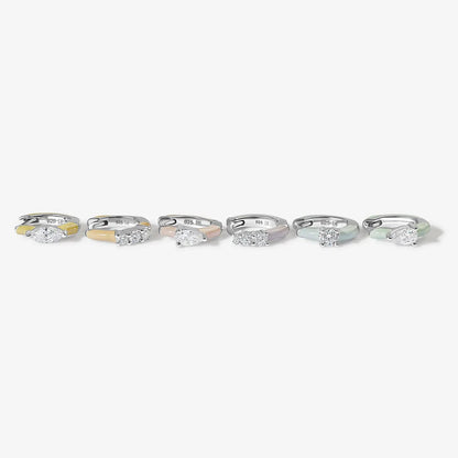 Burton Pastel Enamel Stone Huggies - Silver