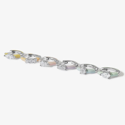 Burton Pastel Enamel Stone Huggies - Silver