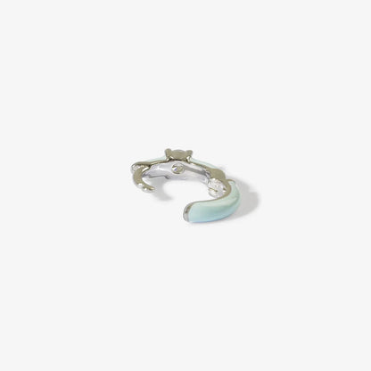 Burton Pastel Enamel Stone Huggies - Silver