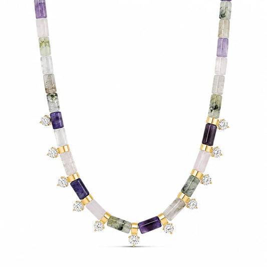 Amethyst Jade Spike Necklace