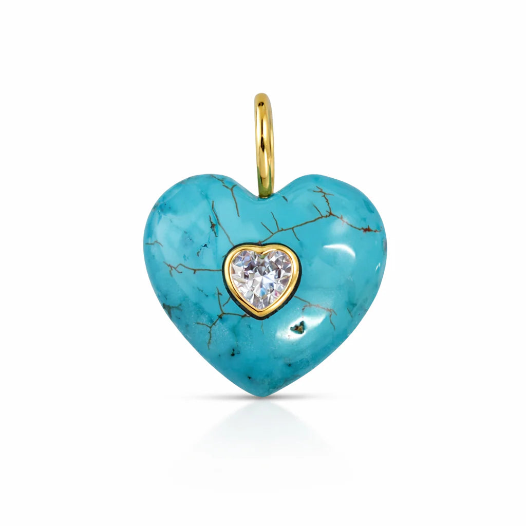 Dije de piedra Corazón Grande y Circonia de corazón