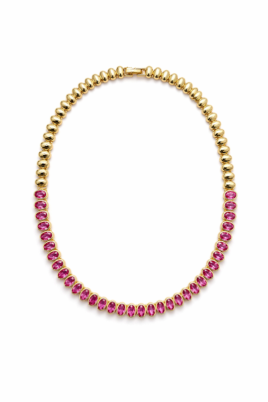 Vivianne Oval Bezel Tennis Necklace