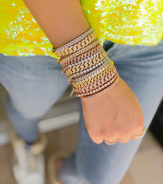 Pulsera de tenis con bisel redondo de 3 mm