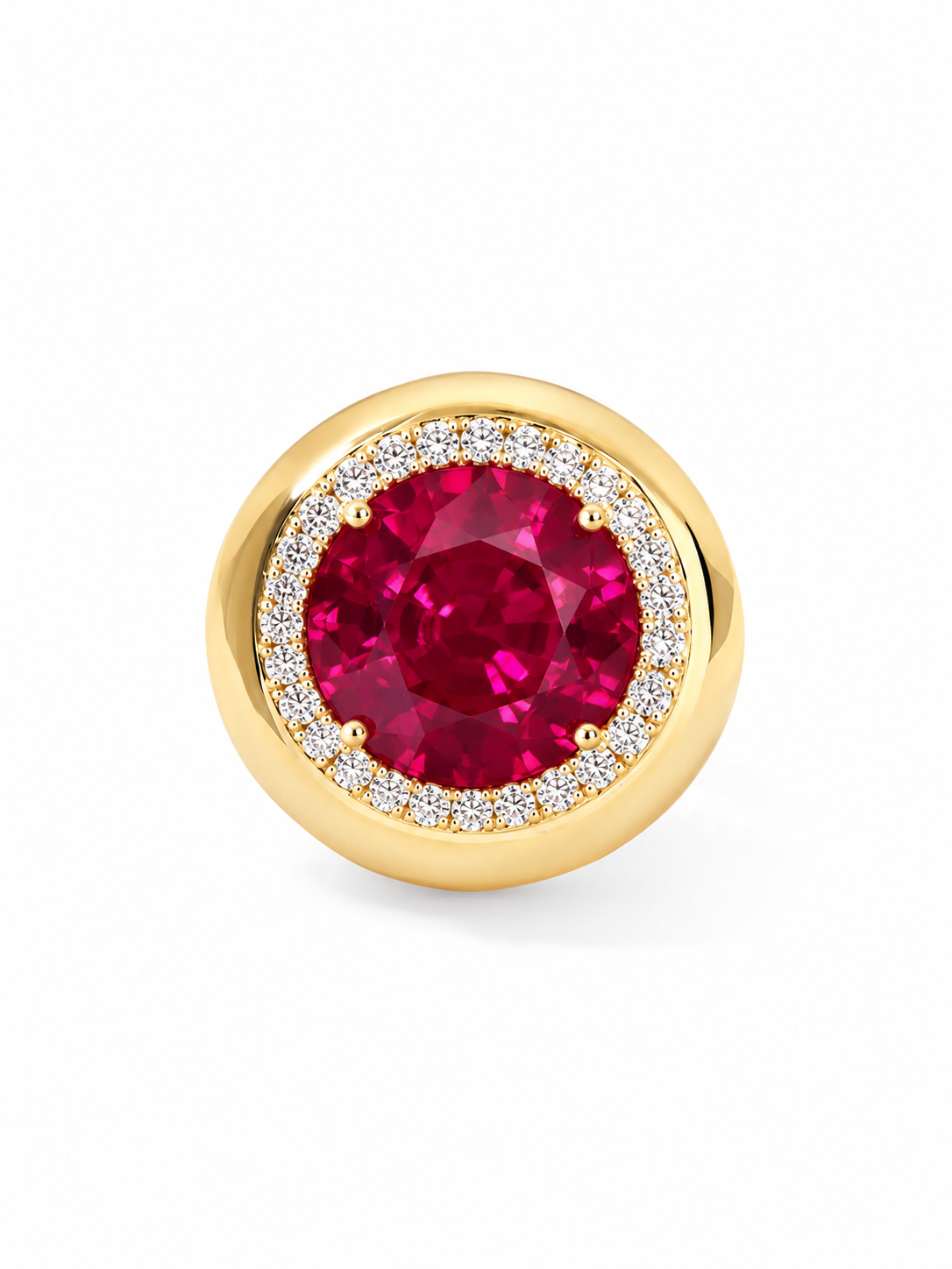 10k Solid Gold - Pink Jedi Lab Sapphire Button Ring