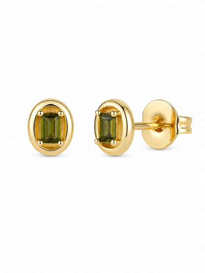 Oval Bezel Mini Studs