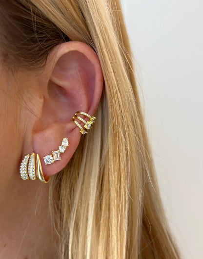 Wave Pavé Cage Earrings