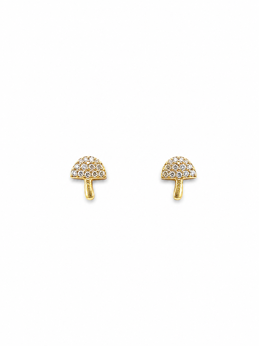 Mini aretes con forma de hongo blanco
