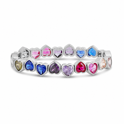 Rainbow Stretchy Bezel Heart Bracelet