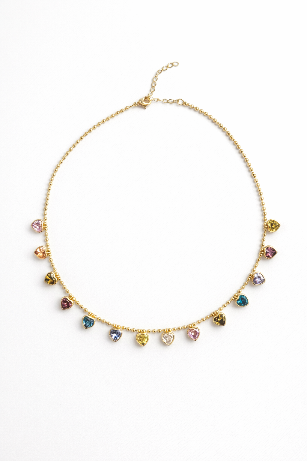 Collar de corazones colgantes multicolor pastel