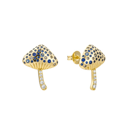 Aretes de hongos silvestres azules