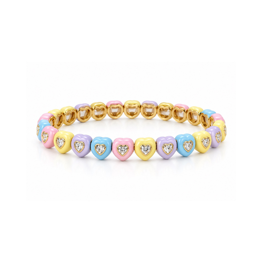 Cotton Candy Heart Stretchy Bracelet