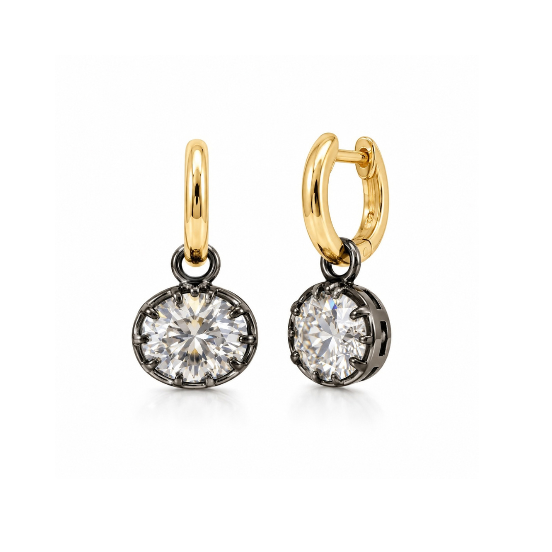 Hailey Solitaire Huggie Earrings