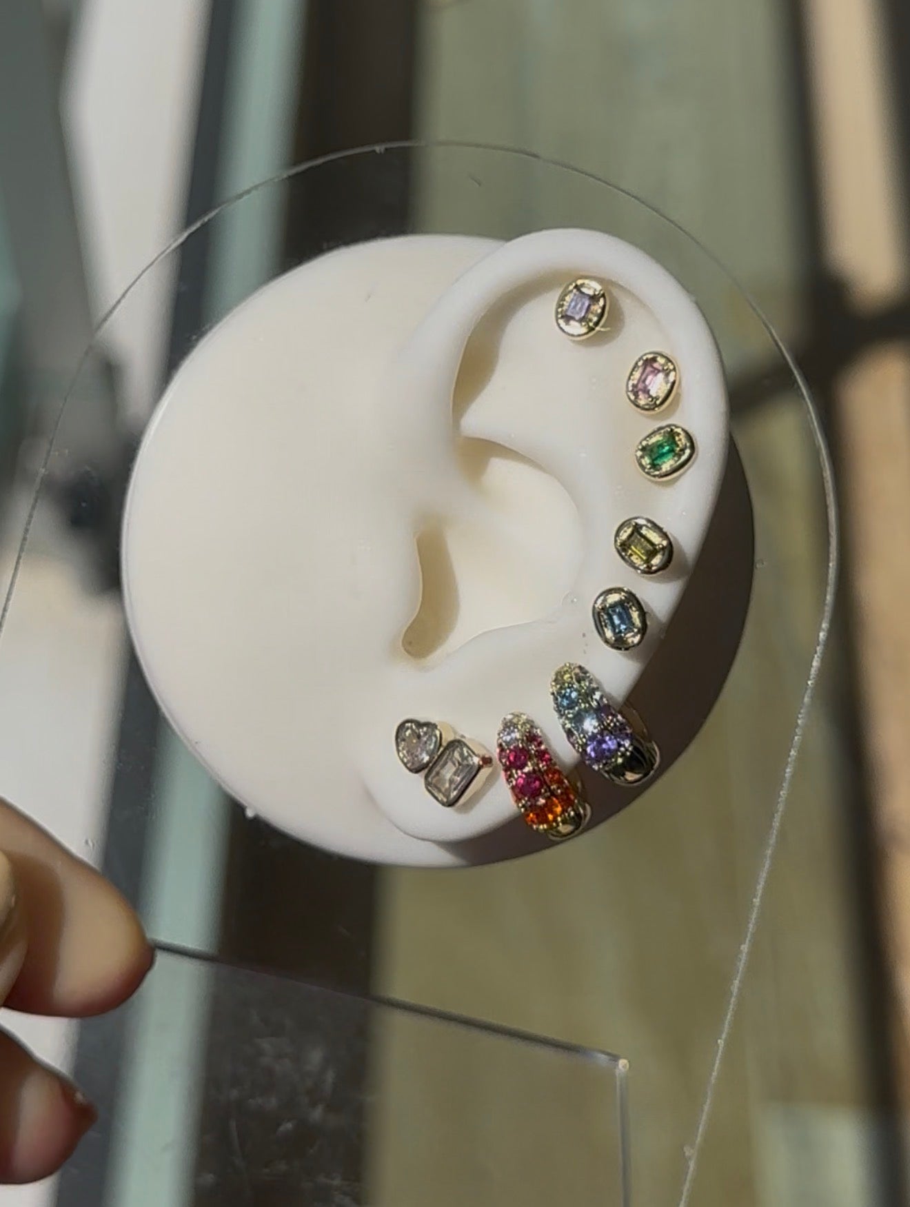 Oval Bezel Mini Studs