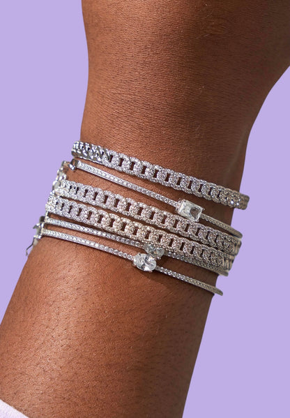 Silver Pavé Chain Bangle