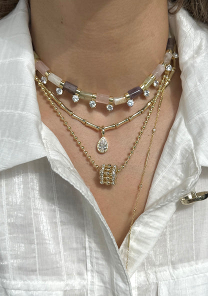 Amethyst Jade Spike Necklace