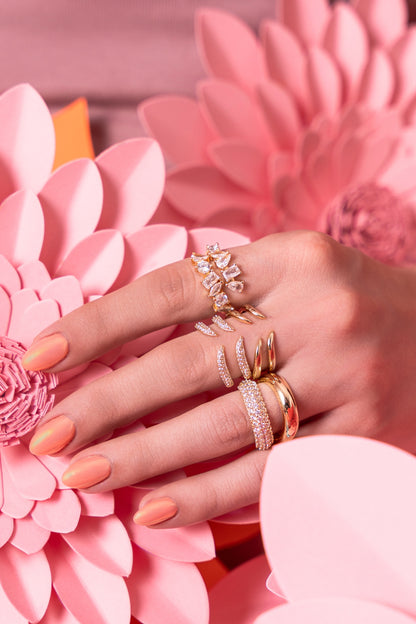 Anillo doble sólido y pavé